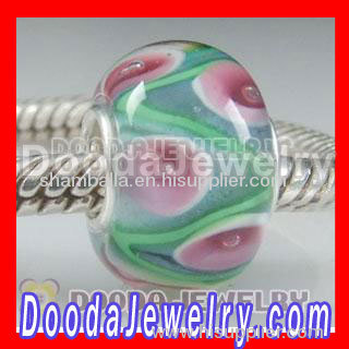 925 Sterling Silver Core european Murano Glass Beads Fit European Large Hole Jewelry Bracelet