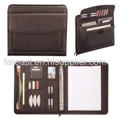 PU ZIPPER EXECUTIVE FOLDER WITH PEN AND CALCULATOR