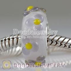 european Style Environmental Material Glass Beads with 925 Sterling Silver Single Core