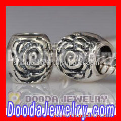 rose silver european beads