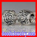 rose silver european beads