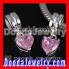 Sterling Silver Pink Heart Charm Beads fit european Largehole Jewelry Bracelet