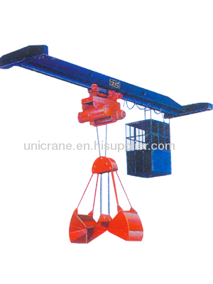 Electric single track brige crane with grab bucket