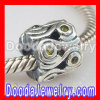 european Style Ocean Wave Greeen CZ Stone Charm Beads 925 Sterling Silver
