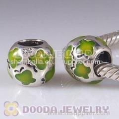 925 Sterling Silver Jewelry Butterfly Bead with Light Green Enamel Fit european Chamilia Bracelet