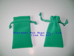 Double side Drawstring Green Flannel Bags