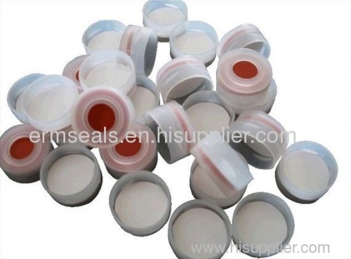 Silicone septa natural snap-top polypropylene cap