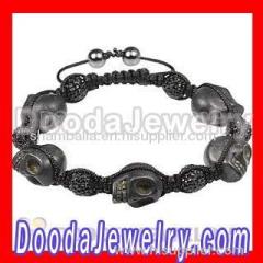 Fashion Nialaya jewelry Black Skull Head bracelet wholesale