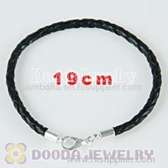 Cheap 19CM european black braided leather chain wholesale