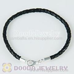 Cheap 19CM european black braided leather chain wholesale