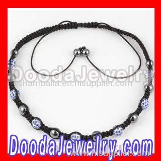 Wholesale uk fashion Shamballa necklace with pave Crystal bead and Hematite