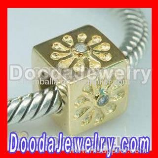 Gold Plated Sterling Silver Charm Jewelry Beads with Stone european Compatible