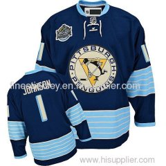 nhl pittsburgh penguins #1 johnson blue jerseys