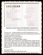 Business License Copy of the Enterprise Legal Person