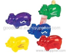 Colorful transparent pig coin bank