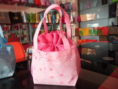 Pink fabric gift bag