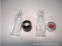 Chromatographic analysis bottle with cap and gasket