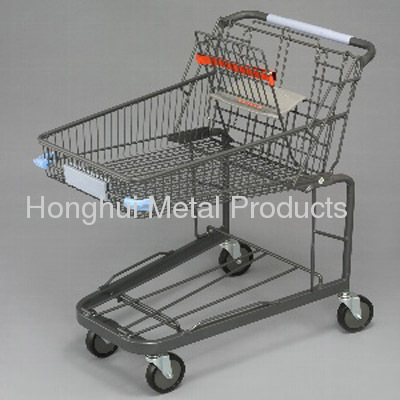 Supermarket shopping cart with 3 shopping basket