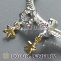 Gold Plated Sterling Silver Charm Jewelry Star Pendant With Pink Stone