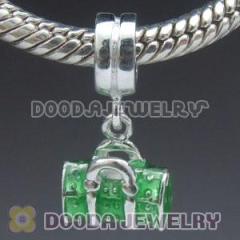 european Style 925 Sterling Silver Enamel Green Bag Beads For european Chamilia Biagi Jewelry Necklace
