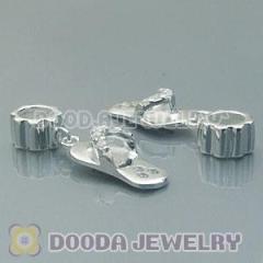 Summer Fashion Jewelry S925 Sterling Silver Jewelry Charms Dangle Slipper with Clear Stone
