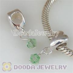 Green Zircon Stone european Style Sterling Silver Heart Dangles Wholesale For european Jewelry Necklace
