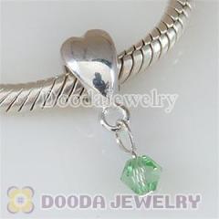 Green Zircon Stone european Style Sterling Silver Heart Dangles Wholesale For european Jewelry Necklace