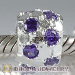 Imitation european Style 925 Sterling Silver Beads Charms Jewelry With Purple Gemstone For european Chamilia Bracelet