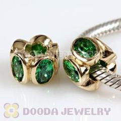 New Cheap Gold Plated Sterling Silver Beads With Green Gemstone european Compatible