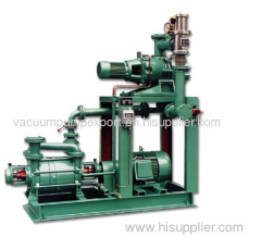 Roots pump vacuum system with liquid ring vacuum pumps