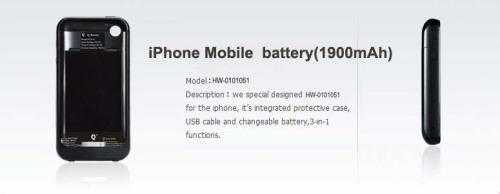 iPhone Mobile Power with built in USB Cable and battery(1900mAh)