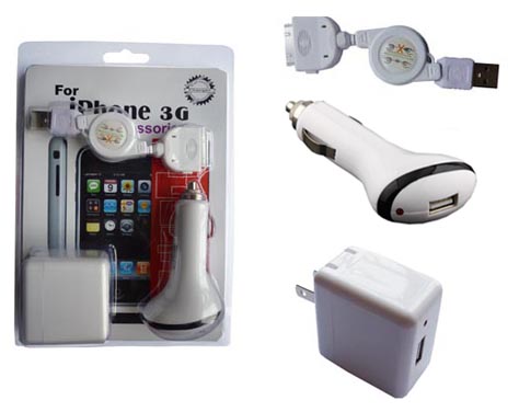 3in1 charger kit For iPod/iPhone 3G/3GS
