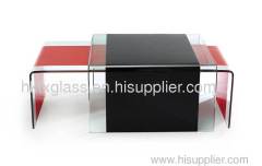 Glass TV stand / painting glass / hot bending glass / black glass