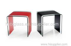 Glass TV stand / painting glass / hot bending glass / black glass