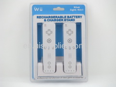 blue light 4in1 rechargeable battery and charger stand for Wii