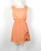 orange sleeveless dress with big flower