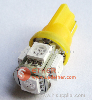 T10 5leds Wedge Inverted LED signal Light (E-T10-Wedge-5-5050SMD-Y)