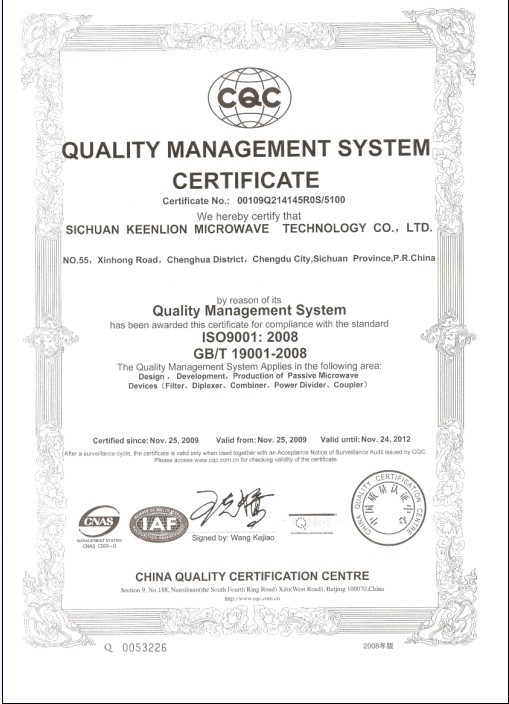 ISO9001:2008 Certificate
