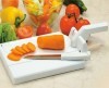 Foldable plastic cutting board with knife