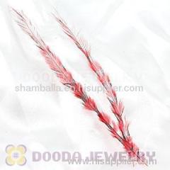 Thin Striped Red And Black Dyed Bird Feather Hair Extensions for sale
