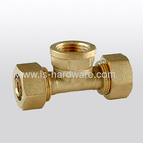 Female Tee of screw / compression brass fittings