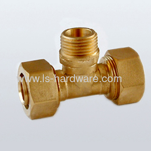 male tee of screw / compression brass fitting