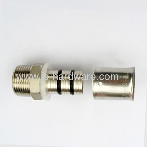 Male straight union of press brass fittings