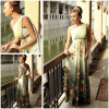 Doris hot sale printed flowers elegant full length evening dresses