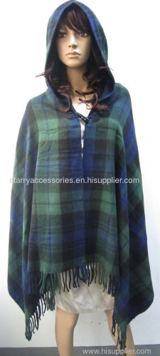 acrylic long checked knitted pashmina