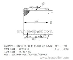 Auto parts car radiator 19010-P03-901