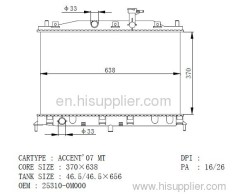 HYUNDAI auto radiator 25310-0M000