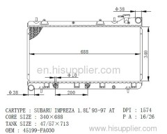 SUBARU auto radiator 45199-FA030