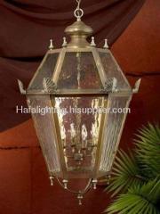 Solid brass outdoor light foyer lantern in European verdi finish with water-proof glass