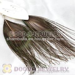 Fashion Natural Peacock Feather Earrings With Alloy Fishhook Wholesale